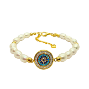 Kristal Nazar Charm İnci Bileklik