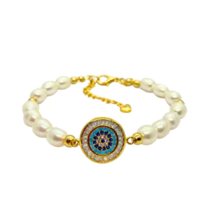 Kristal Nazar Charm İnci Bileklik